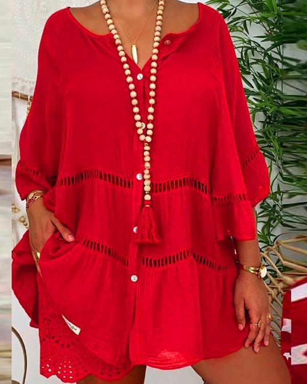 Casual Boho Plus Size Holiday Bell Sleeve Dresses